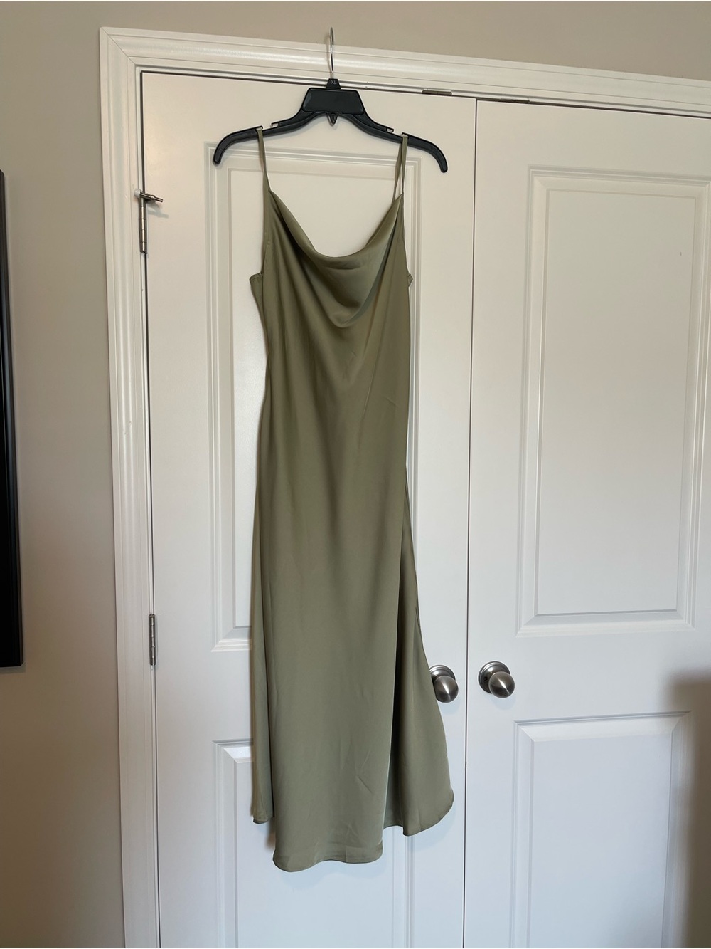SHEIN Olive Slip Midi Dress with Cowl Neckline